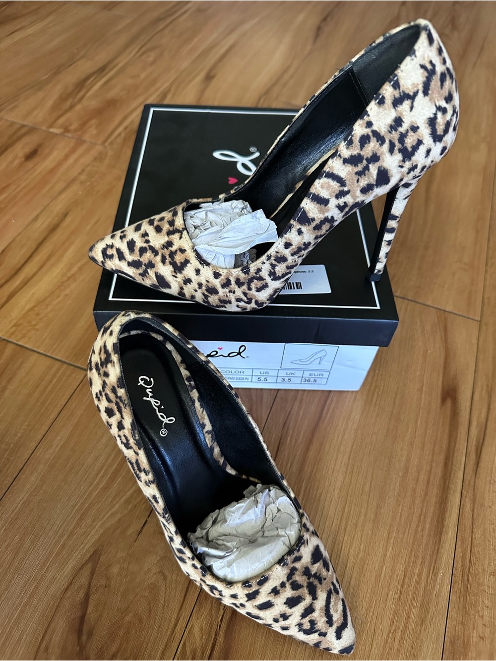 Qupid Leopard Print Faux Suede Pointed Toe Stiletto Pumps Size 5.5